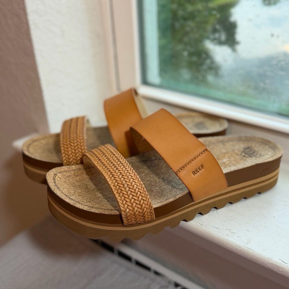REEF Women’s Cushion Vista Hi Arch Support Sandals in Natural Braid Size 10
